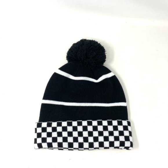 Vans WM Spirit Pom Black Checker Beanie Skateboarding Hat Women Men VN0A5LG3BLK - Picture 4 of 9